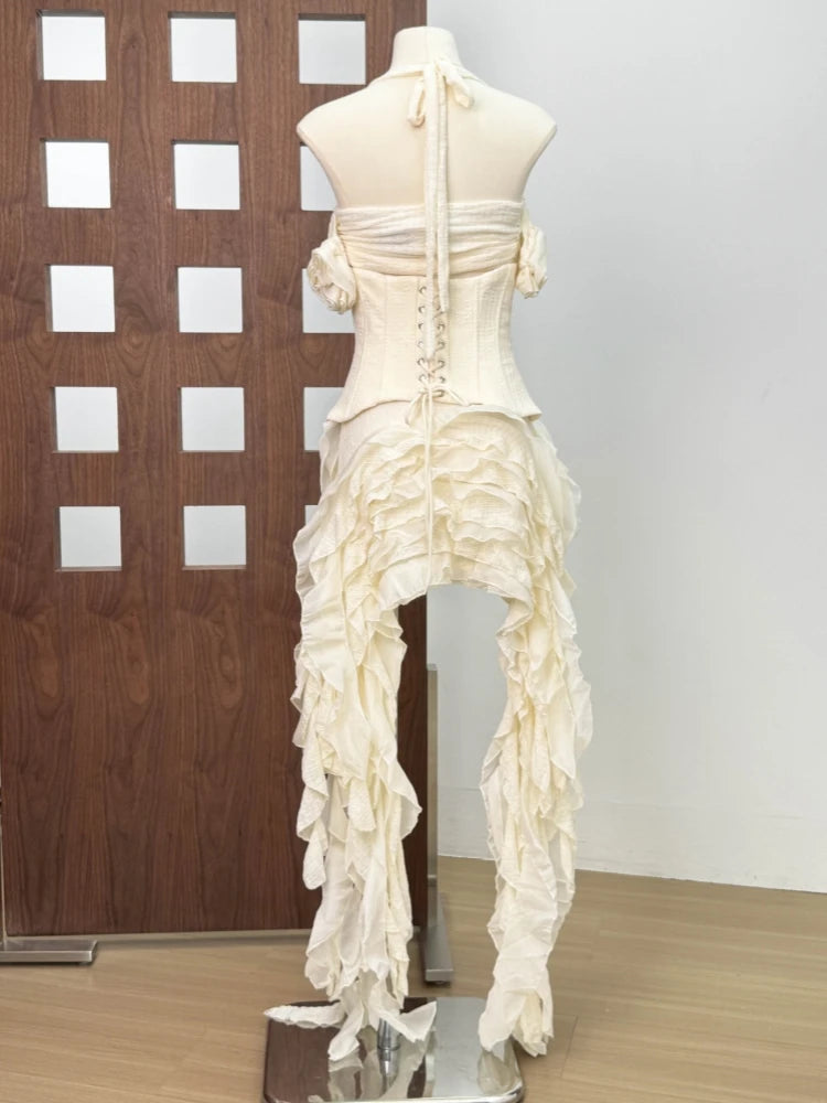 👑 QUEEN TRIO — ENSEMBLE MODULAIRE 3 PIÈCES CORSET & ROBE À VOLANTS SIGNATURE