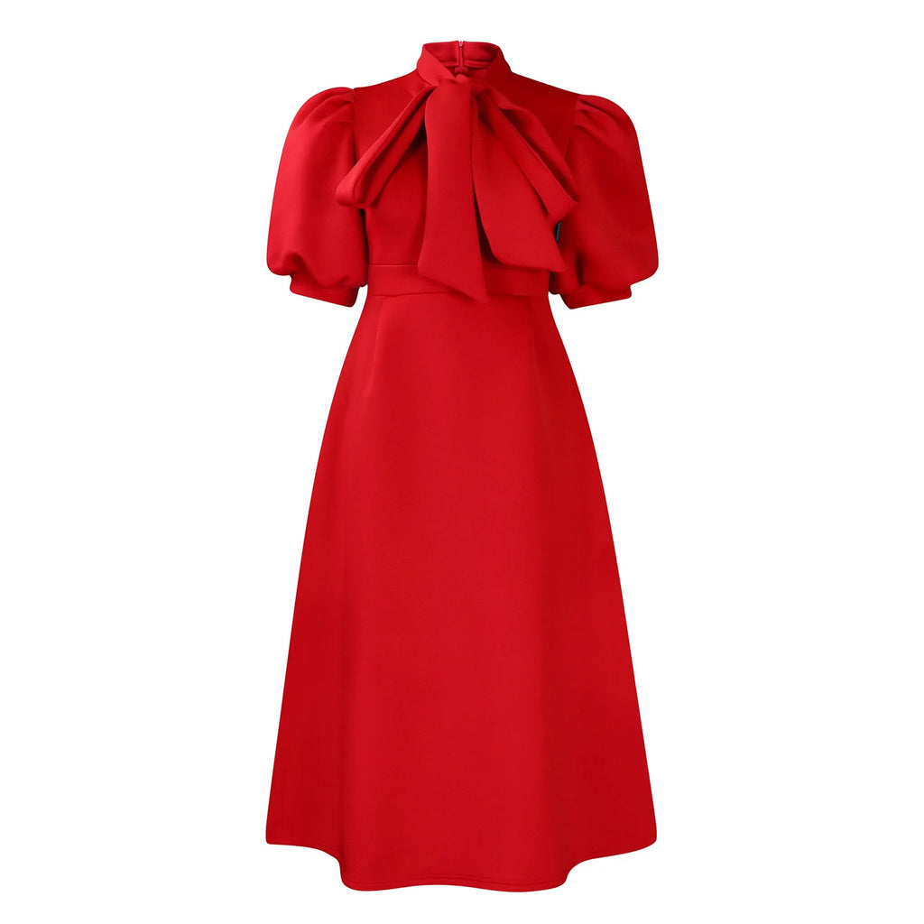 👑 QUEEN BOW — ROBE PLISSÉE À NŒUD SIGNATURE