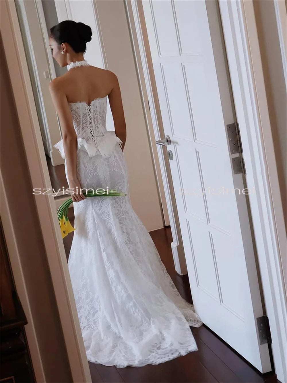 👑 QUEEN BRIDAL LACE GOWN — ROBE DE MARIÉE DENTELLE A-LINE CORSET DOS NU SIGNATURE