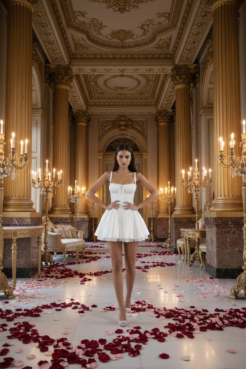 👑 QUEEN WHITE SLIP DRESS — ROBE COURTE BRETELLES COL BATEAU PLISSÉE A-LINE