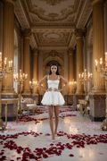 👑 QUEEN WHITE SLIP DRESS — ROBE COURTE BRETELLES COL BATEAU PLISSÉE A-LINE