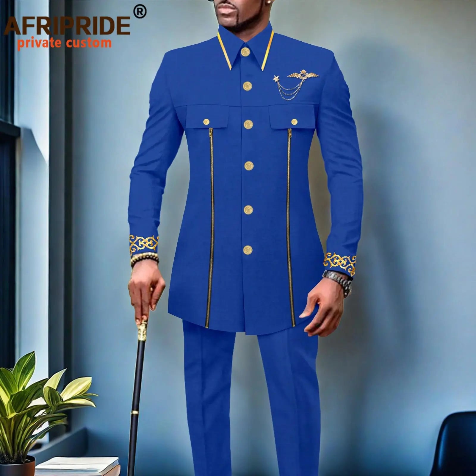 👑 KING AFRICA SLIM — COSTUME AFRICAIN CINTRÉ BRODÉ BLAZER & PANTALON