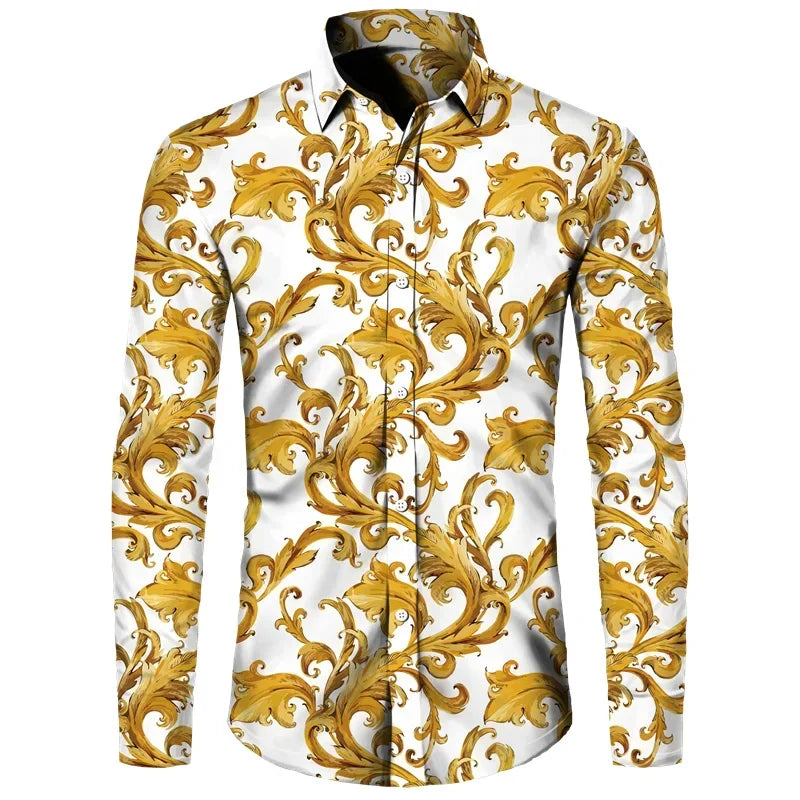 👑 King Chemise Paisley Or – Soie & Prestige