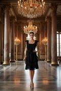 👑 QUEEN RUFFLE DRESS — ROBE MI-LONGUE VOLANTS ÉPAULES DÉGAGÉES
