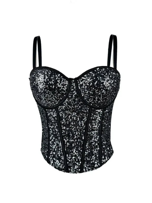 👑 Queen Corset Sequins – Top Scène & Soirée