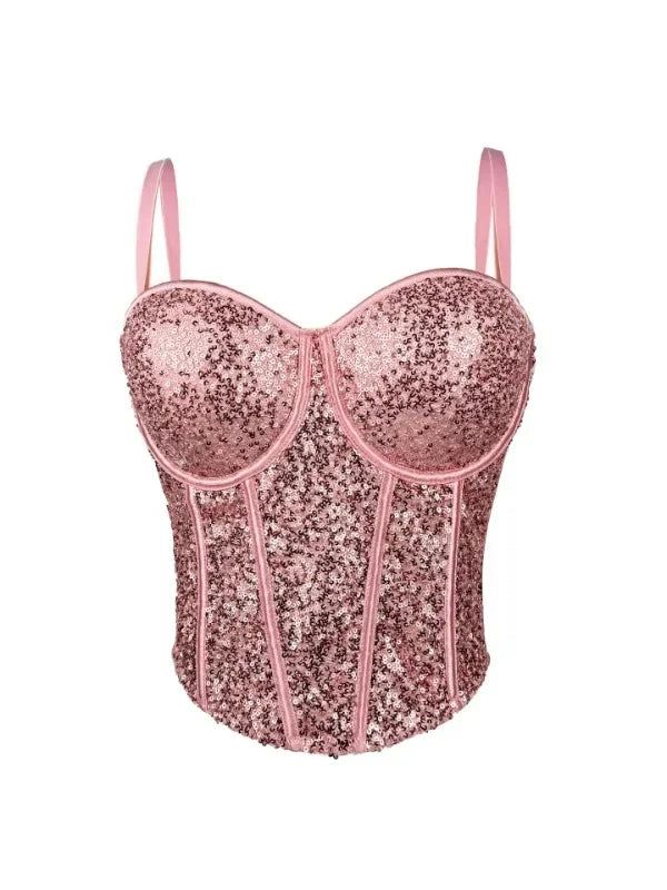 👑 Queen Corset Sequins – Top Scène & Soirée