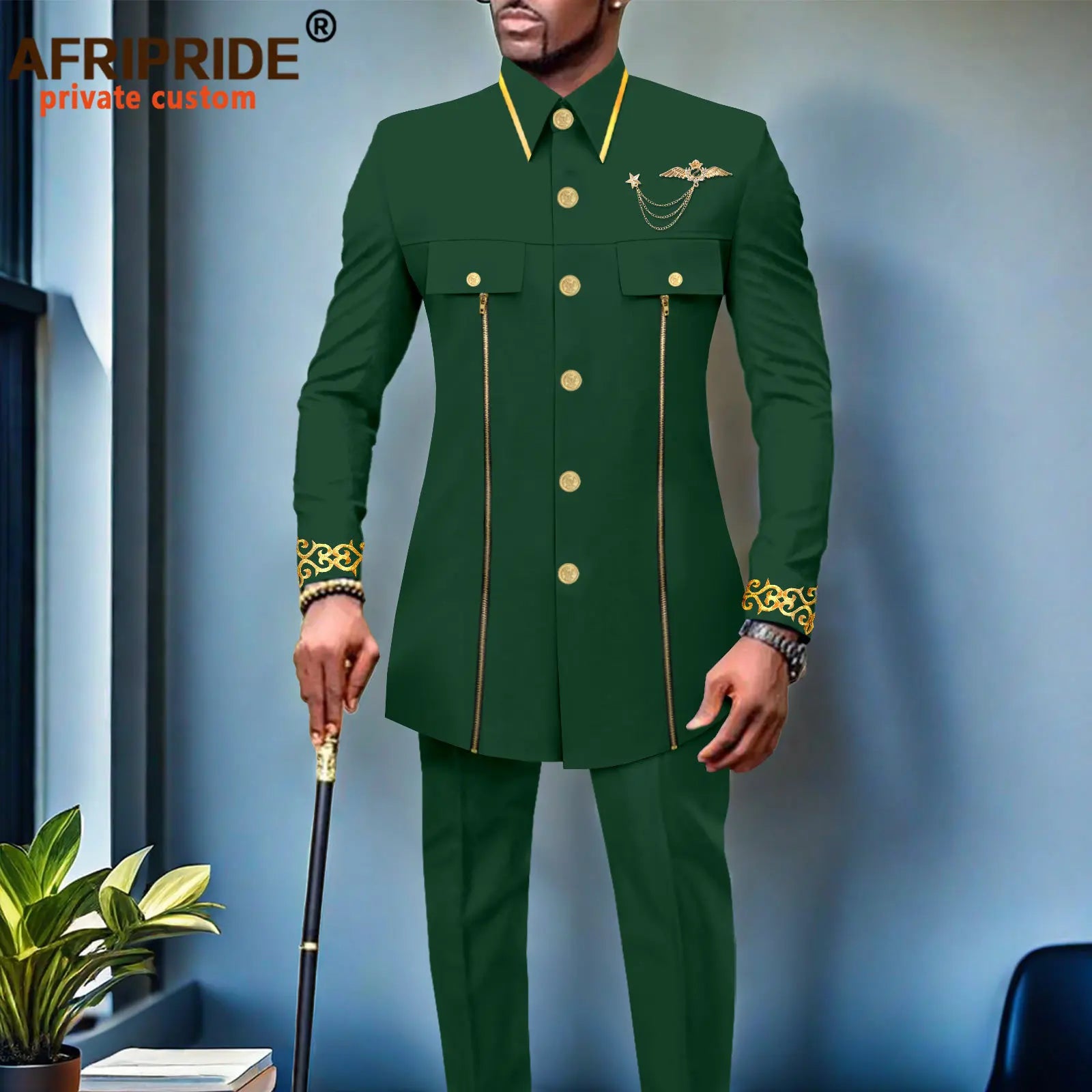 👑 KING AFRICA SLIM — COSTUME AFRICAIN CINTRÉ BRODÉ BLAZER & PANTALON