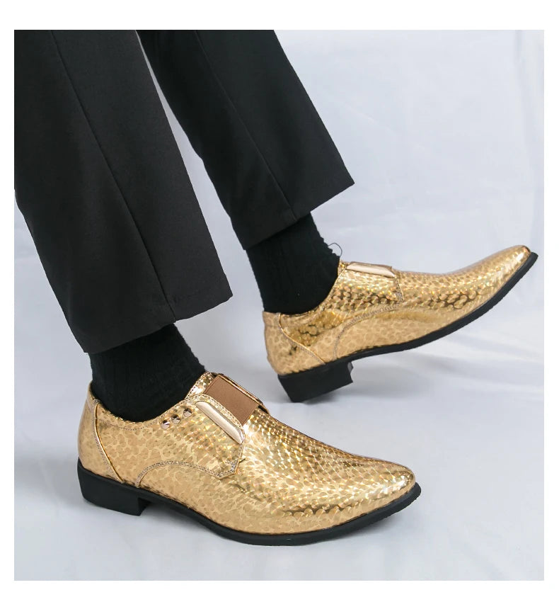 👑 Royal Or Bout Pointu – Oxford Talon Épais