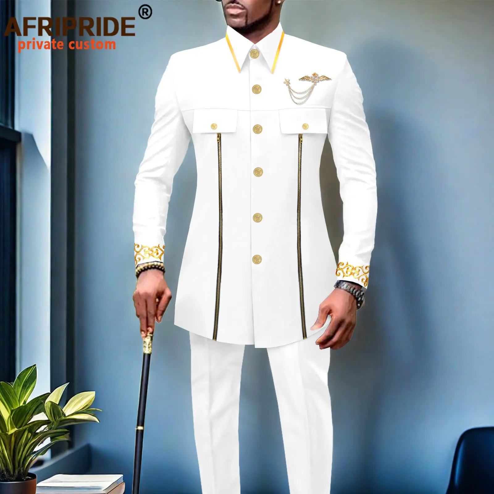 👑 KING AFRICA SLIM — COSTUME AFRICAIN CINTRÉ BRODÉ BLAZER & PANTALON