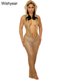 👑 QUEEN SEQUIN HALTER — ROBE LONGUE PAILLETTES DOS OUVERT GLAMOUR