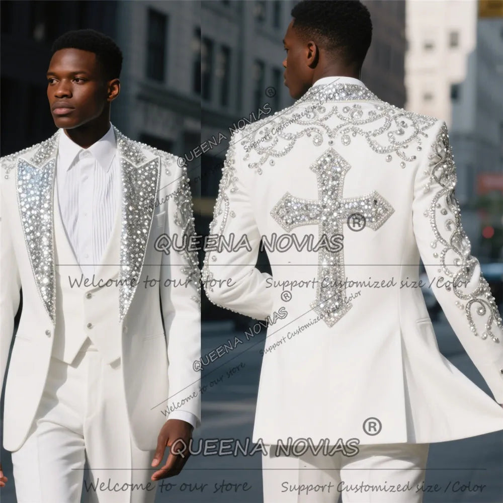 👑 KING CRYSTAL CEREMONY SUIT — COSTUME HOMME LUXE ORNÉ DE CRISTAUX SIGNATURE