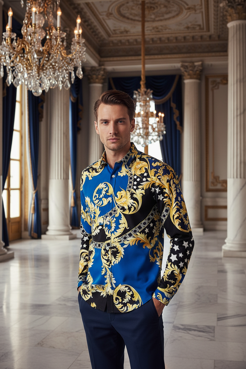 👑 King Chemise Paisley Or – Soie & Prestige