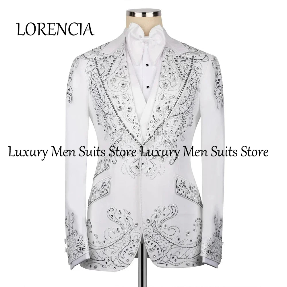 👑 KING TUXEDO CRISTAUX — 3 PIÈCES PRESTIGE SUR MESURE