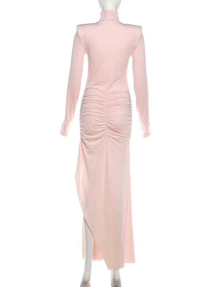 👑 QUEEN COL ROULÉ FRUCHÉ — ROBE LONGUE COL ROULÉ & RUCHÉS SIGNATURE