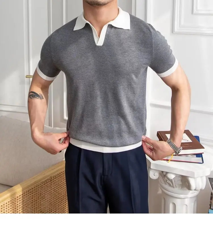 👑 KING POLO KNIT — POLO TRICOT COL REVERS CASUAL LUXE SIGNATURE
