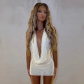👑 QUEEN HALTER MINI — ROBE COURTE FEMME COL HALTER DOS NU