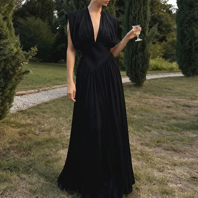 👑 QUEEN BROCADE V — ROBE SANS MANCHES BROCARD COL V AJOURÉ COUTURE