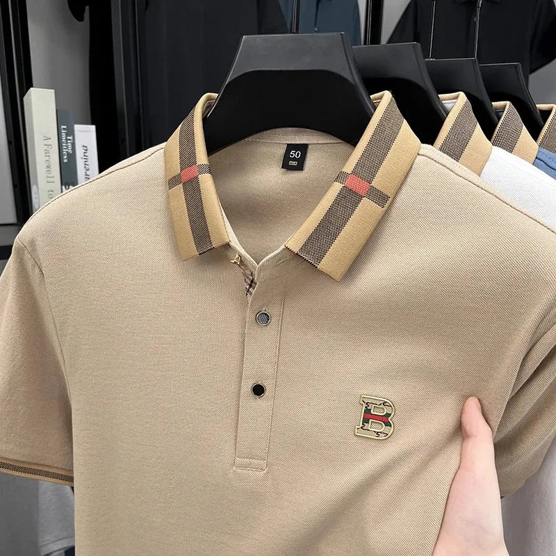 👑 KING POLO SIGNATURE — POLO COTON-SOIE MANCHES COURTES LOGO LUXE ÉTÉ