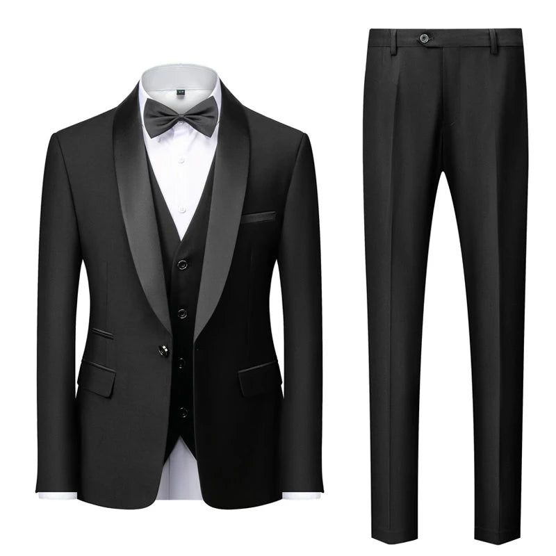 👑 KING TUXEDO SUIT — COSTUME 3 PIÈCES BLAZER, GILET & PANTALON CÉRÉMONIE