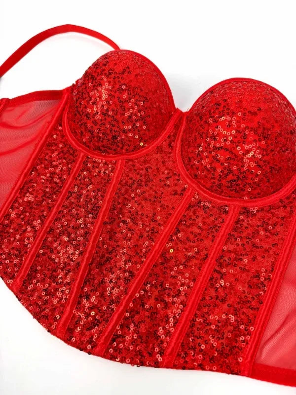 👑 Queen Corset Sequins – Top Scène & Soirée