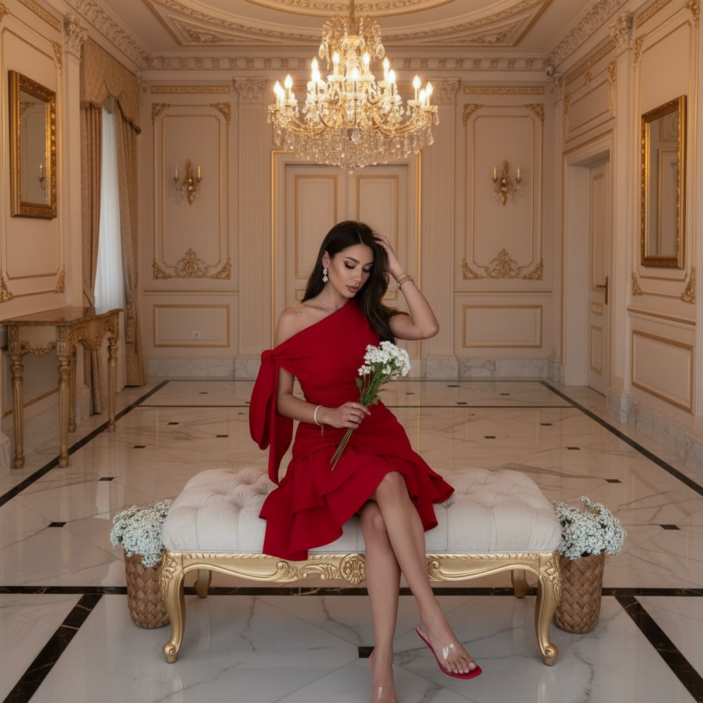 👑 QUEEN ROUGE — UNE ÉPAULE BODYCON SEQUINS