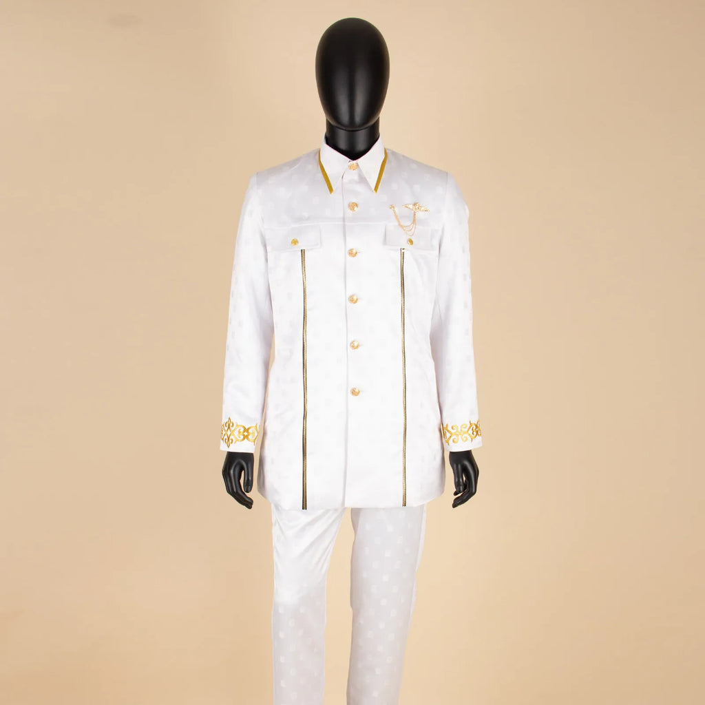 👑 KING BAZIN OR — TENUE CÉRÉMONIE AFRICAINE BRODÉE OR BAZIN RICHE