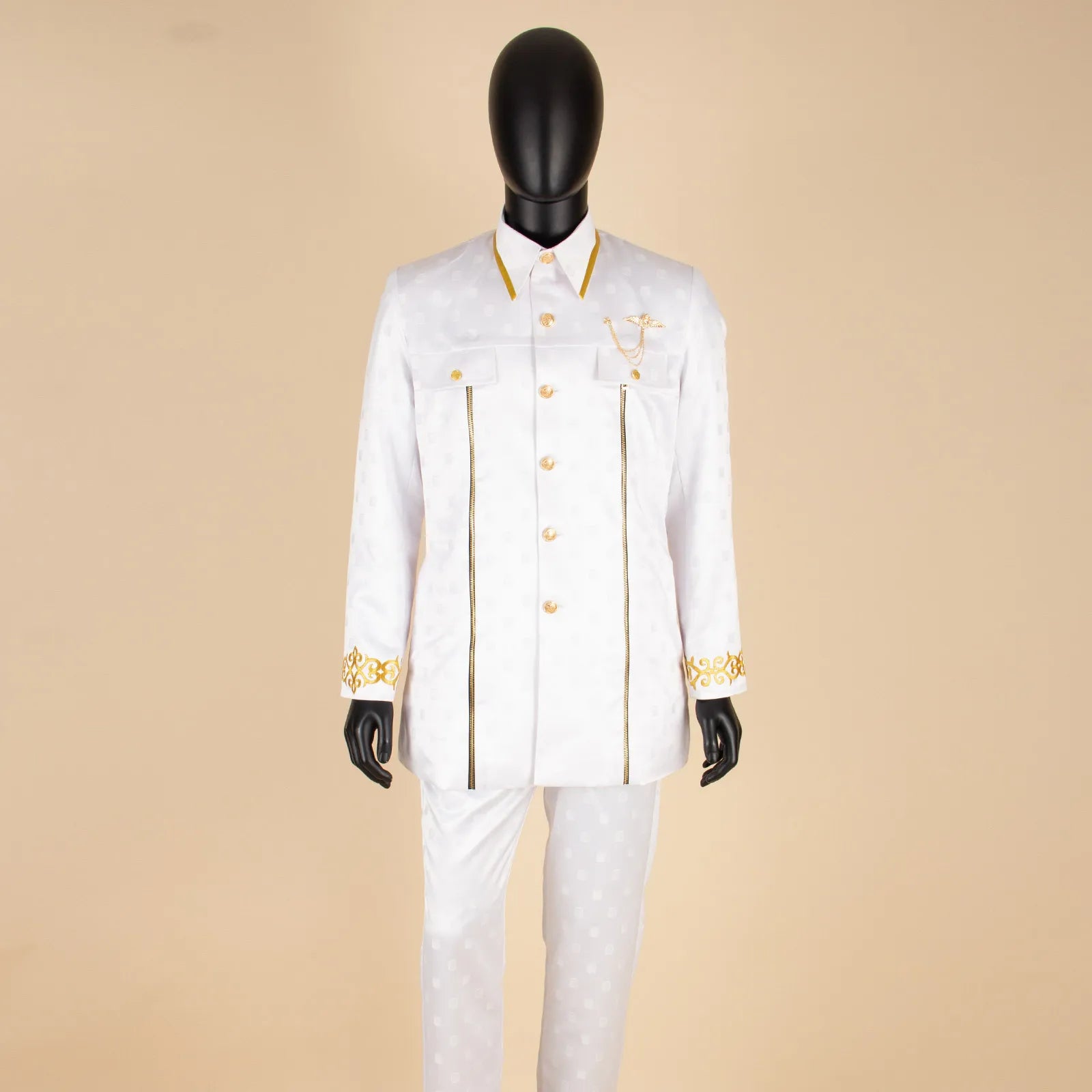👑 KING BAZIN OR — TENUE CÉRÉMONIE AFRICAINE BRODÉE OR BAZIN RICHE