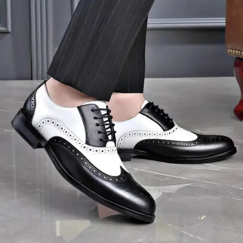 👑 ROYAL BROGUE OXFORD — CHAUSSURES HOMME CUIR BOUT POINTU ÉLÉGANTES