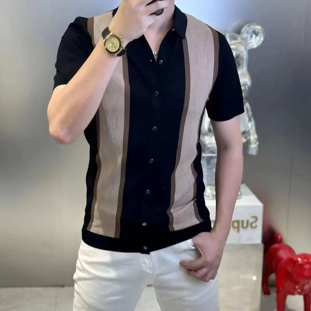 👑 KING COLORBLOCK SHIRT — CHEMISE SLIM FIT BICOLORE MANCHES COURTES BUSINESS