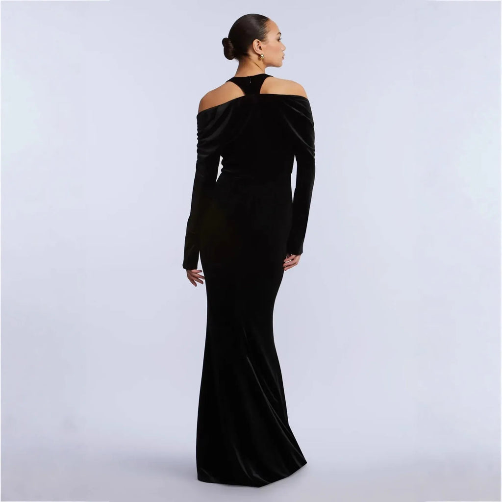 👑 QUEEN VELVET MERMAID — ROBE LONGUE VELOURS SIRÈNE COUTURE