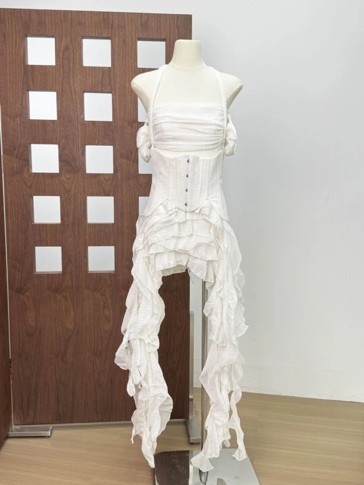 👑 QUEEN TRIO — ENSEMBLE MODULAIRE 3 PIÈCES CORSET & ROBE À VOLANTS SIGNATURE