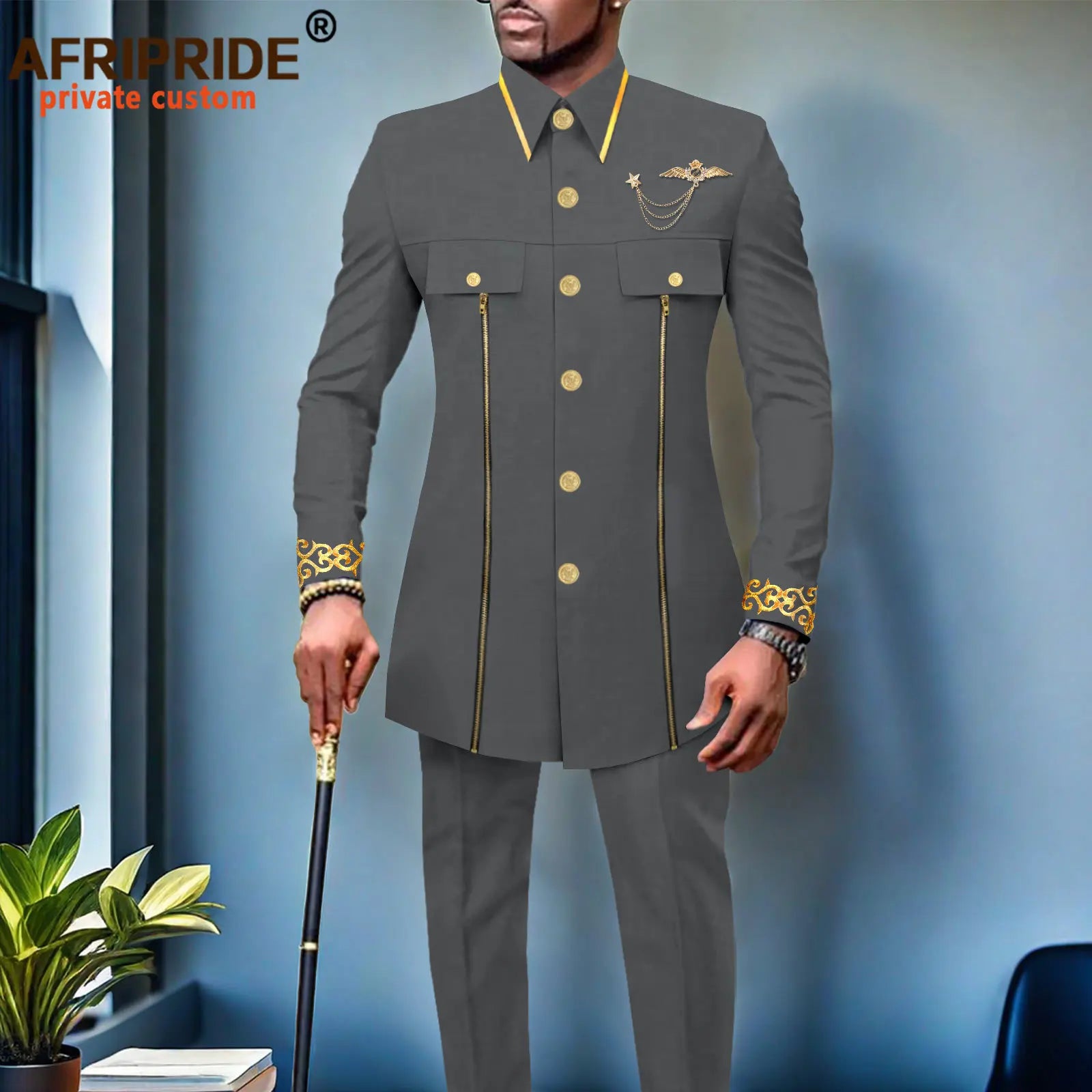 👑 KING AFRICA SLIM — COSTUME AFRICAIN CINTRÉ BRODÉ BLAZER & PANTALON