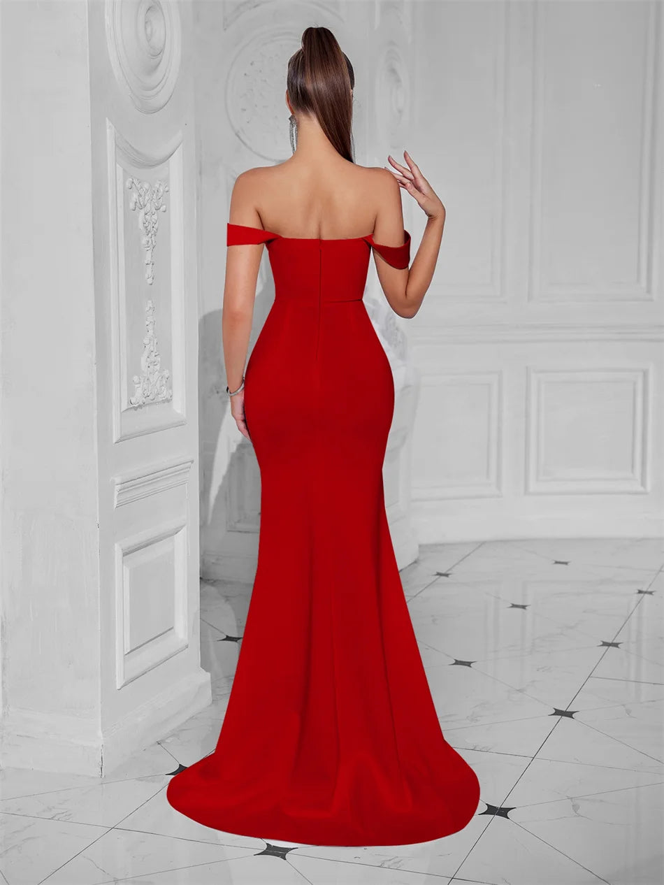 👑 Queen Maxi Épaule Dénudée – Soirée Sol