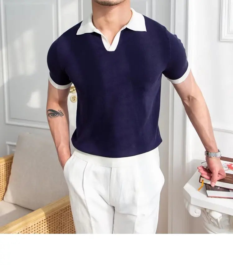 👑 KING POLO KNIT — POLO TRICOT COL REVERS CASUAL LUXE SIGNATURE