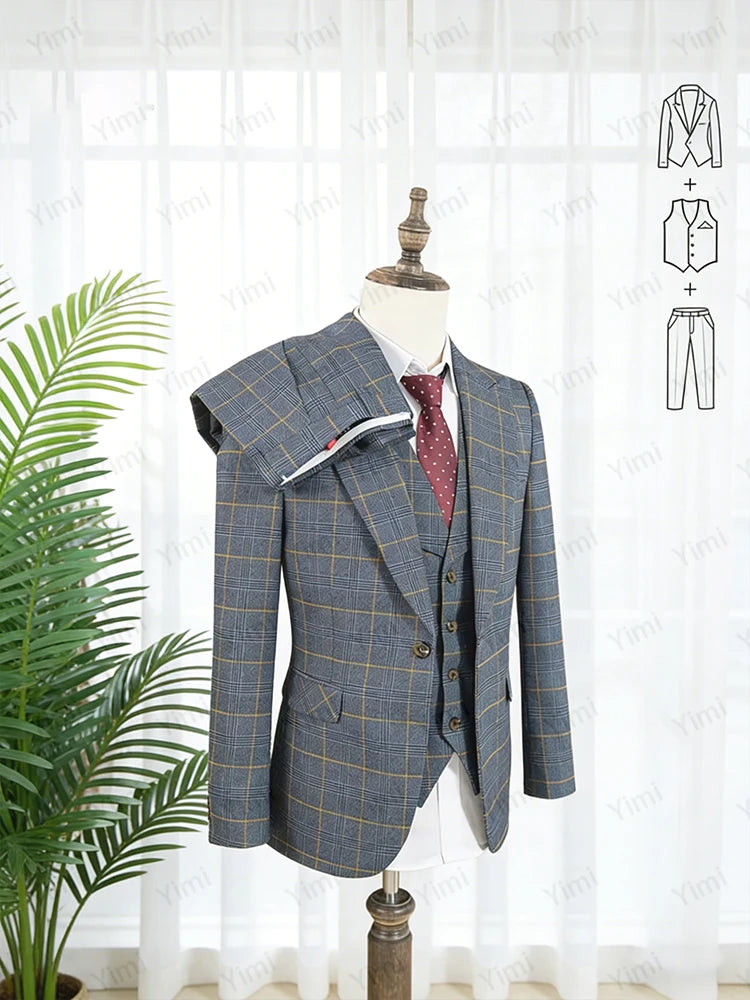 👑 KING PRESTIGE SUIT — COSTUME 3 PIÈCES REVERS POINTUS MARIAGE & GALA