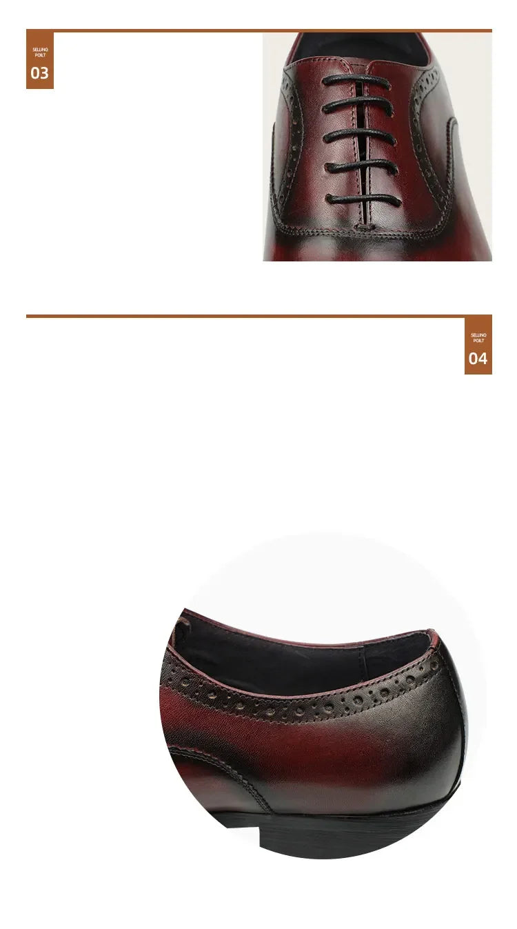 👑 King Brogue Signature – Noir & Bordeaux