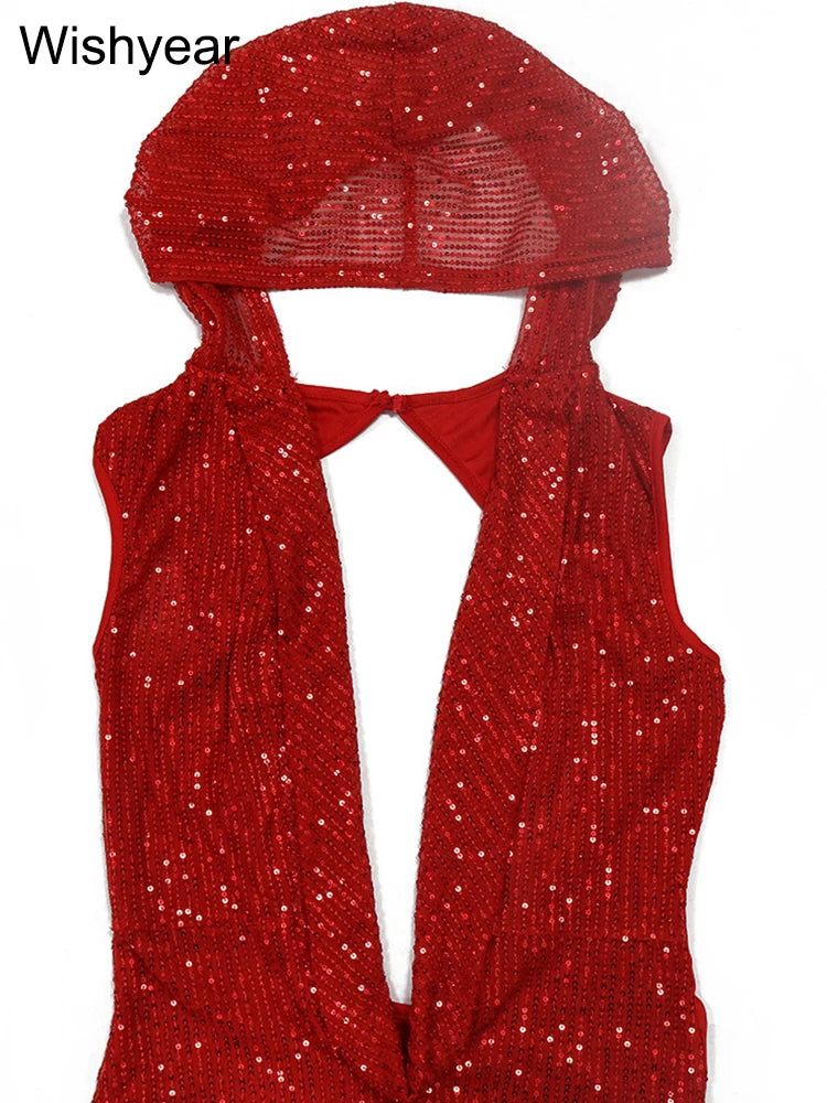 👑 QUEEN SEQUIN HALTER — ROBE LONGUE PAILLETTES DOS OUVERT GLAMOUR