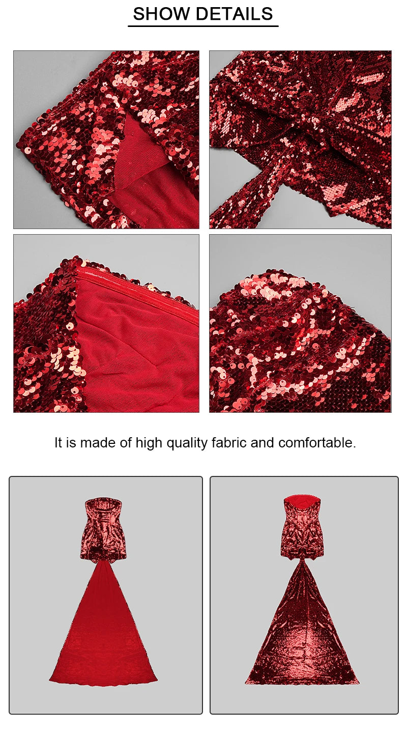 👑 QUEEN BOW SEQUINS — ROBE BUSTIER PAILLETTES NŒUD