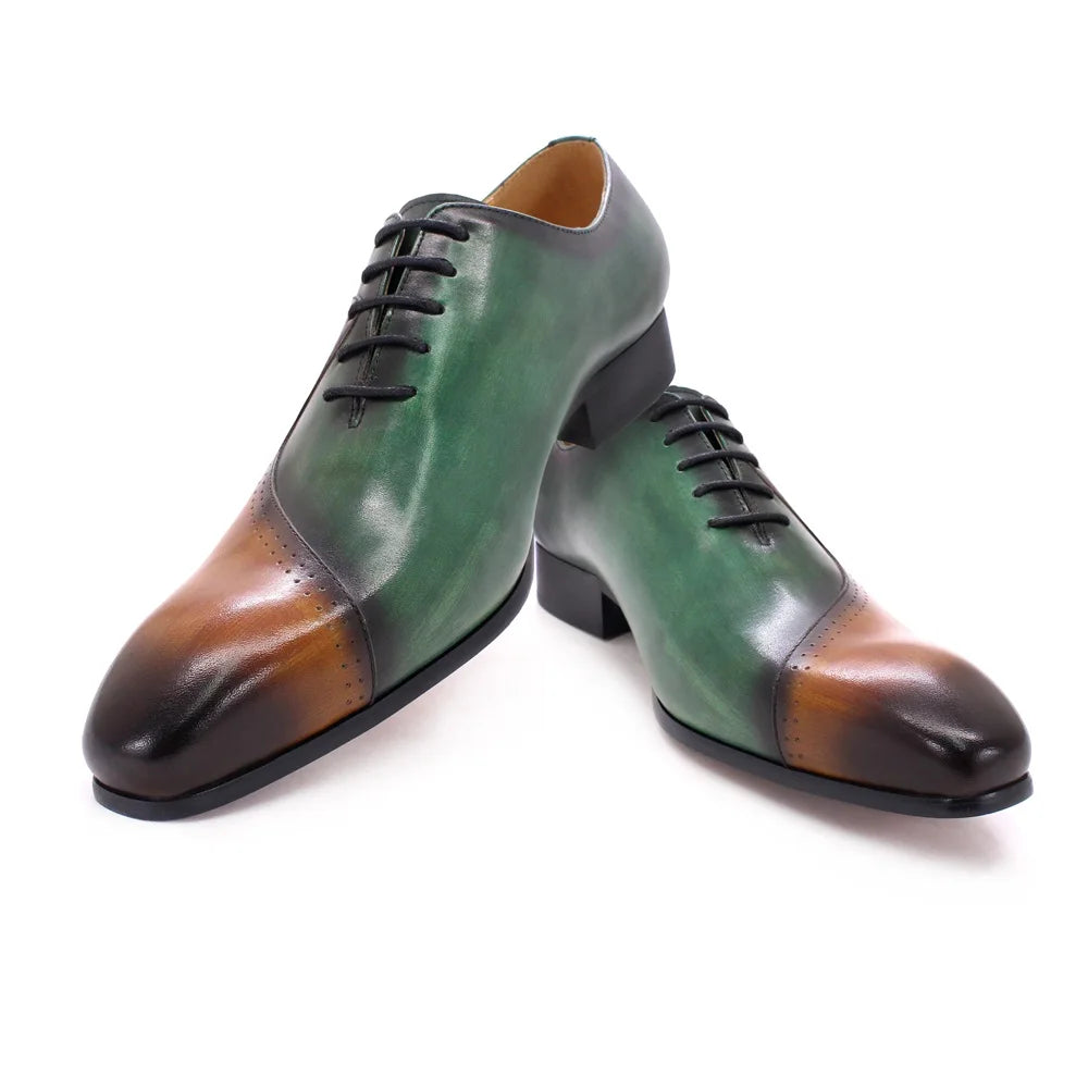 👑 Royal Oxford Italien – Marron & Vert Signature