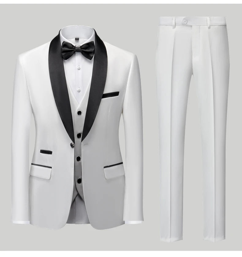 👑 KING TUXEDO SUIT — COSTUME 3 PIÈCES BLAZER, GILET & PANTALON CÉRÉMONIE