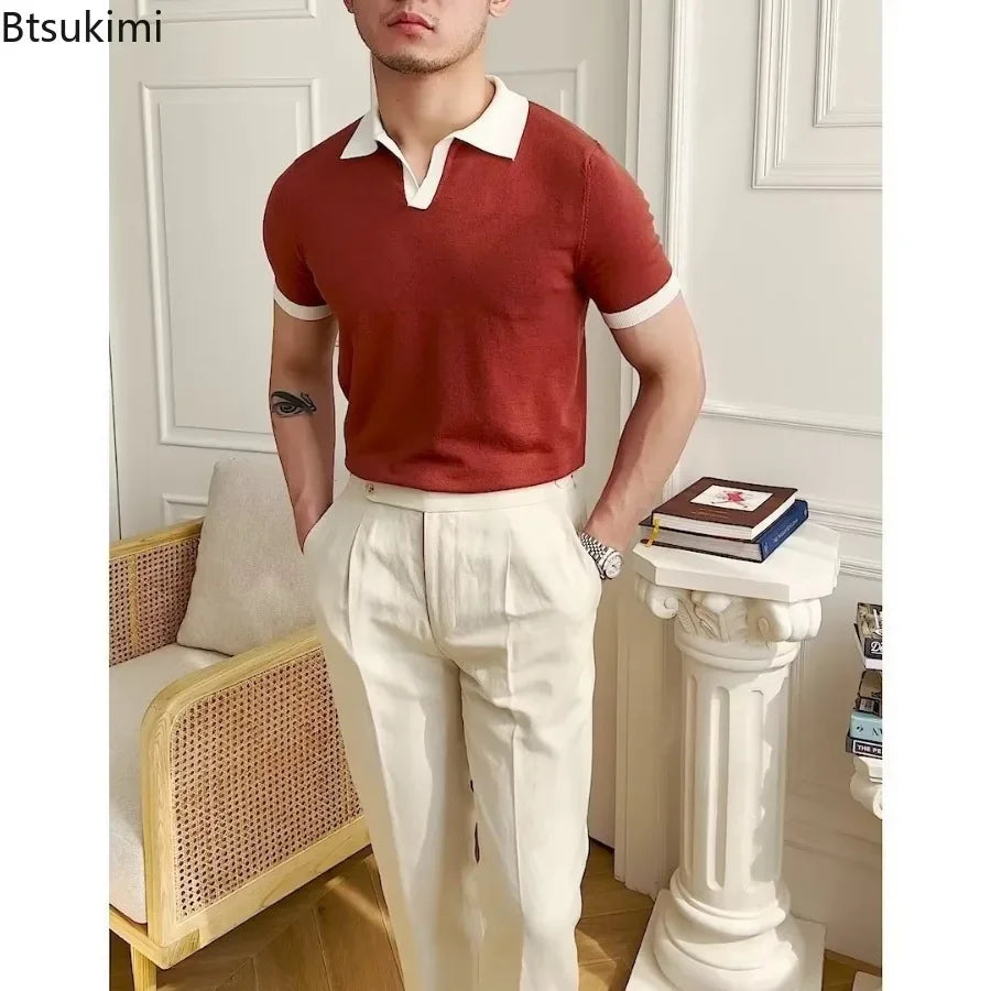 👑 KING POLO KNIT — POLO TRICOT COL REVERS CASUAL LUXE SIGNATURE