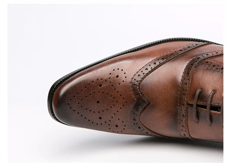 👑 Royal Brogue Wingtip – Oxford Noir & Marron