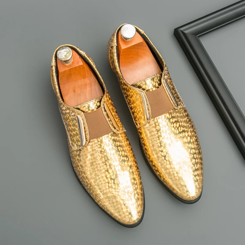 👑 Royal Or Bout Pointu – Oxford Talon Épais