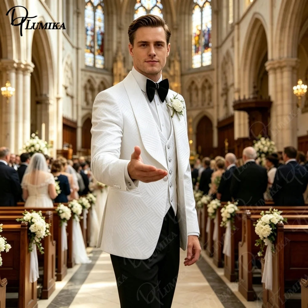 👑 KING JACQUARD TUXEDO — IVORY PRESTIGE EDITION