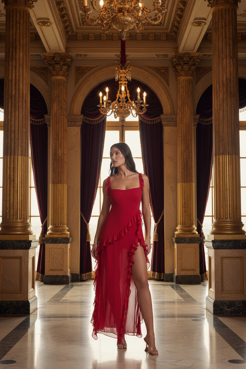👑 QUEEN LACE DRESS — ROBE DENTELLE BRETELLES DOS NU FENTE HAUTE