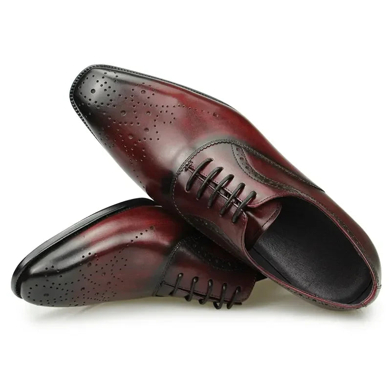 👑 King Brogue Signature – Noir & Bordeaux