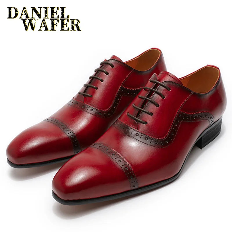 👑 Royal Oxford Artisan Rouge & Noir – Bout Pointu