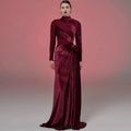 👑 QUEEN VELOURS FLEURS — ROBE LONGUE SOIRÉE SUR MESURE RUNWAY EDITION