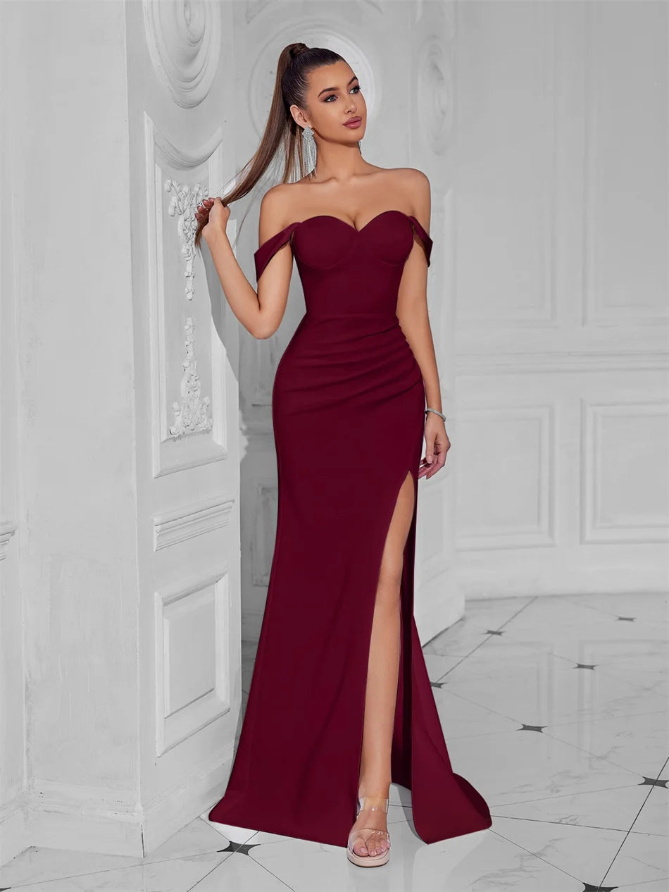 👑 Queen Maxi Épaule Dénudée – Soirée Sol