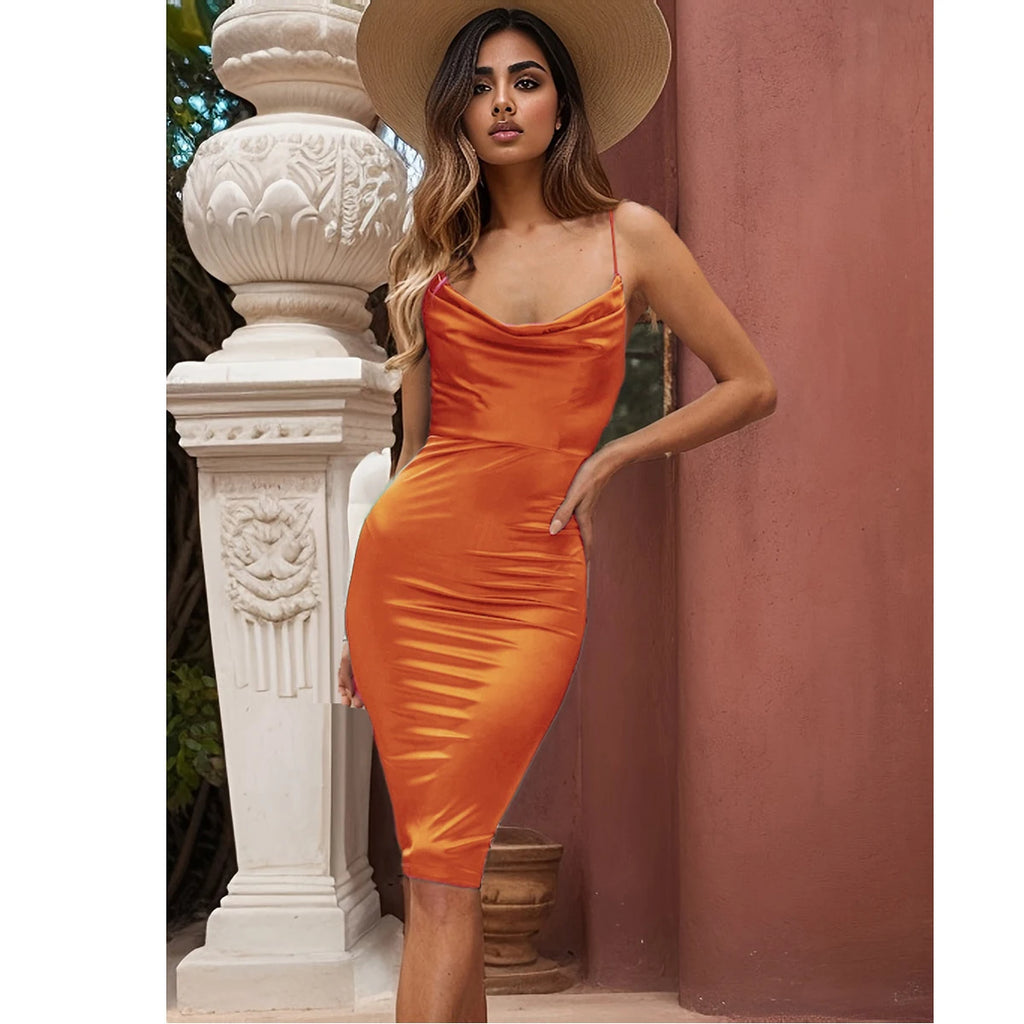 👑 QUEEN SATIN MIDI — ROBE MIDI SATIN COCKTAIL